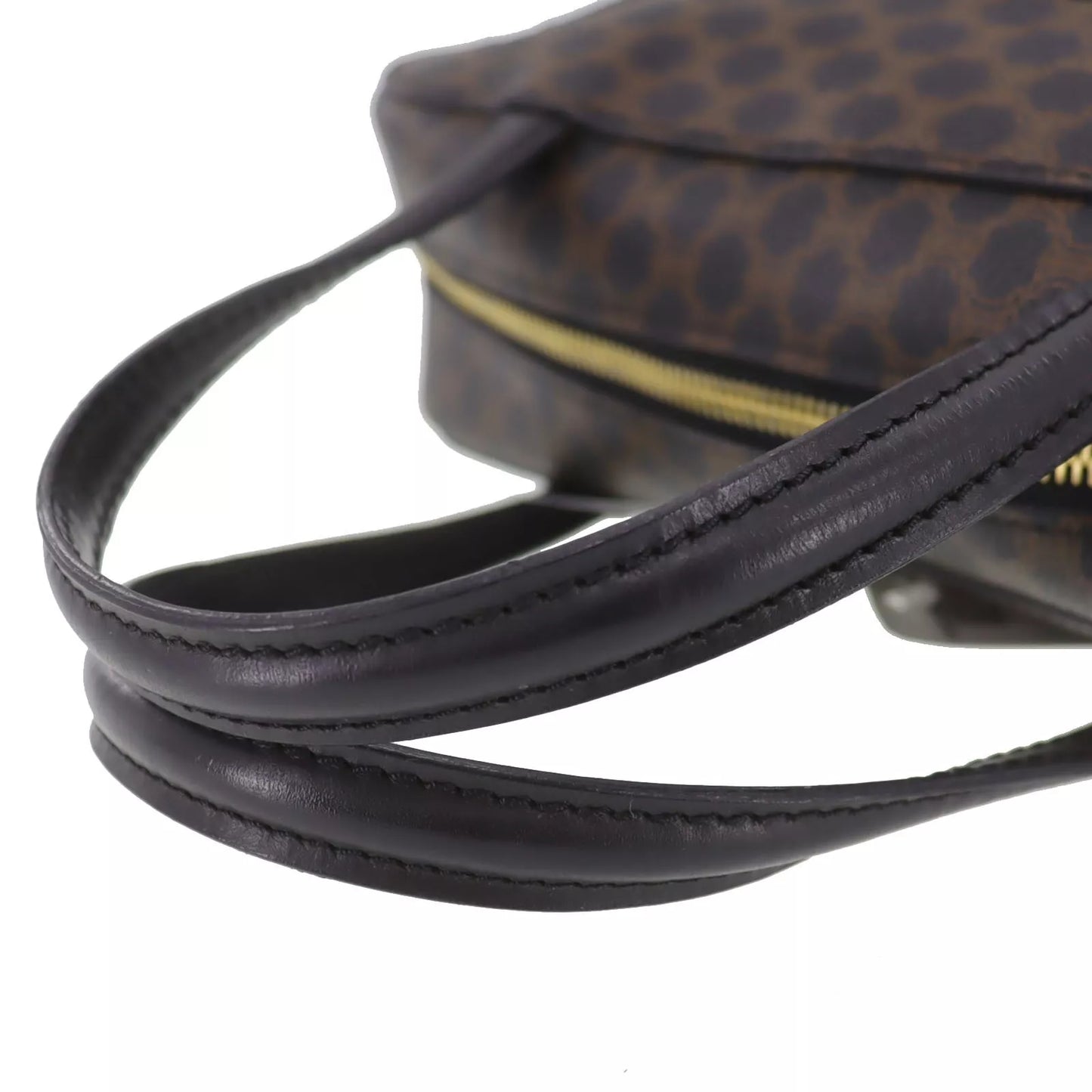 CELINE Macadam Pattern Handbag Black Brown PVC Leather #AH215