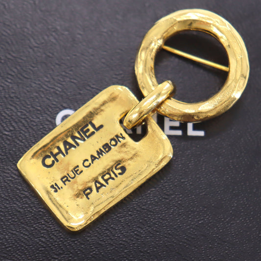 CHANEL 31. RUE CAMBON PARIS Plate Pin Brooch Gold Plated 1188 #CG961