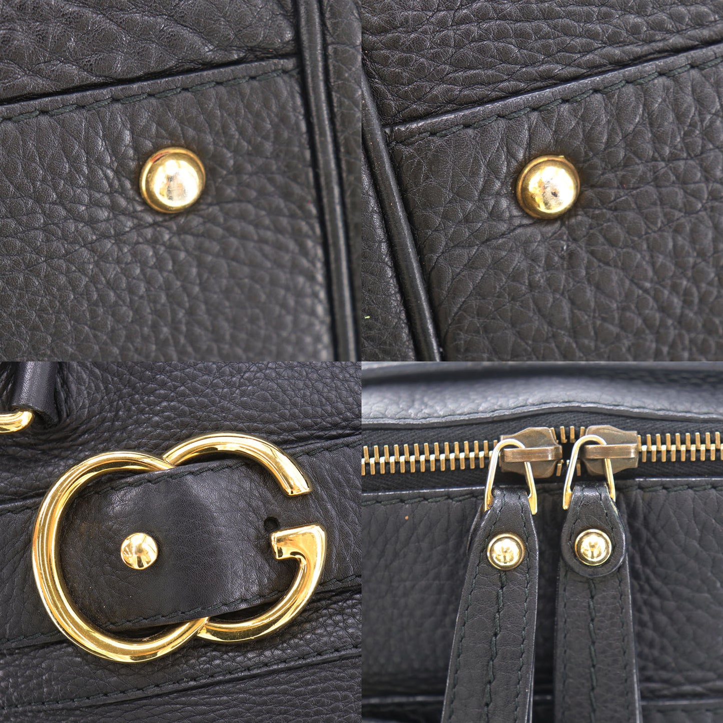 GUCCI Logos 2Way Shoulder Handbag Leather Black #BH637