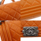 CHANEL BOY CHANEL Shoulder Bag Orange Lambskin Leather #CT333