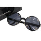 CHANEL Logos Sunglasses Mat Black Round Eye Wear #BX613