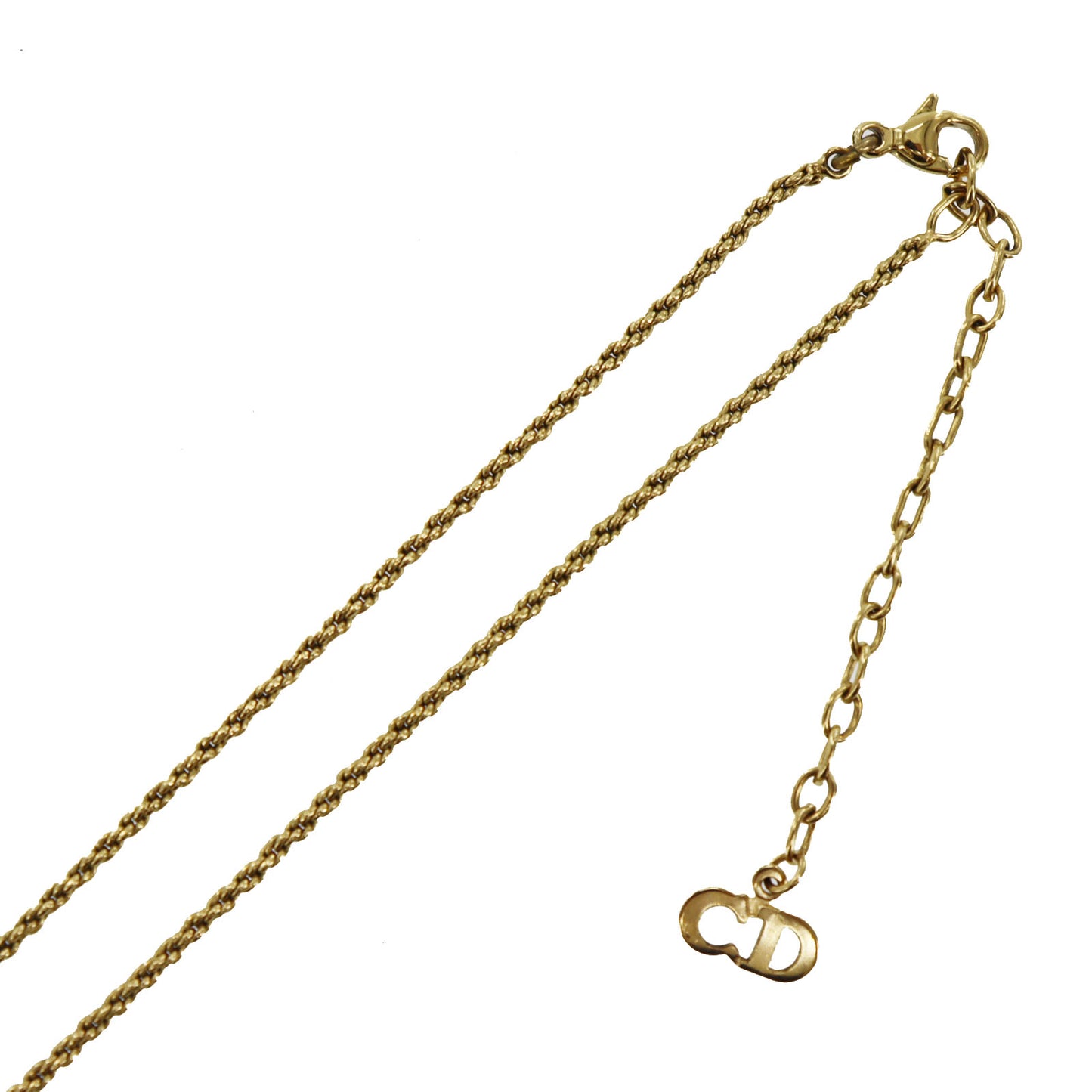 Christian Dior CD Logo Chain Necklace Gold-Plated #BO595