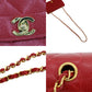 CHANEL Diana Shoulder Bag Red Caviar Skin Leather #CK715