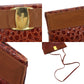 Salvatore Ferragamo 2way Clutch Shoulder Bag Brown Embossed Leather #AG164