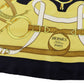 HERMES Logos Belt Design Large Scarf Black White #AG402