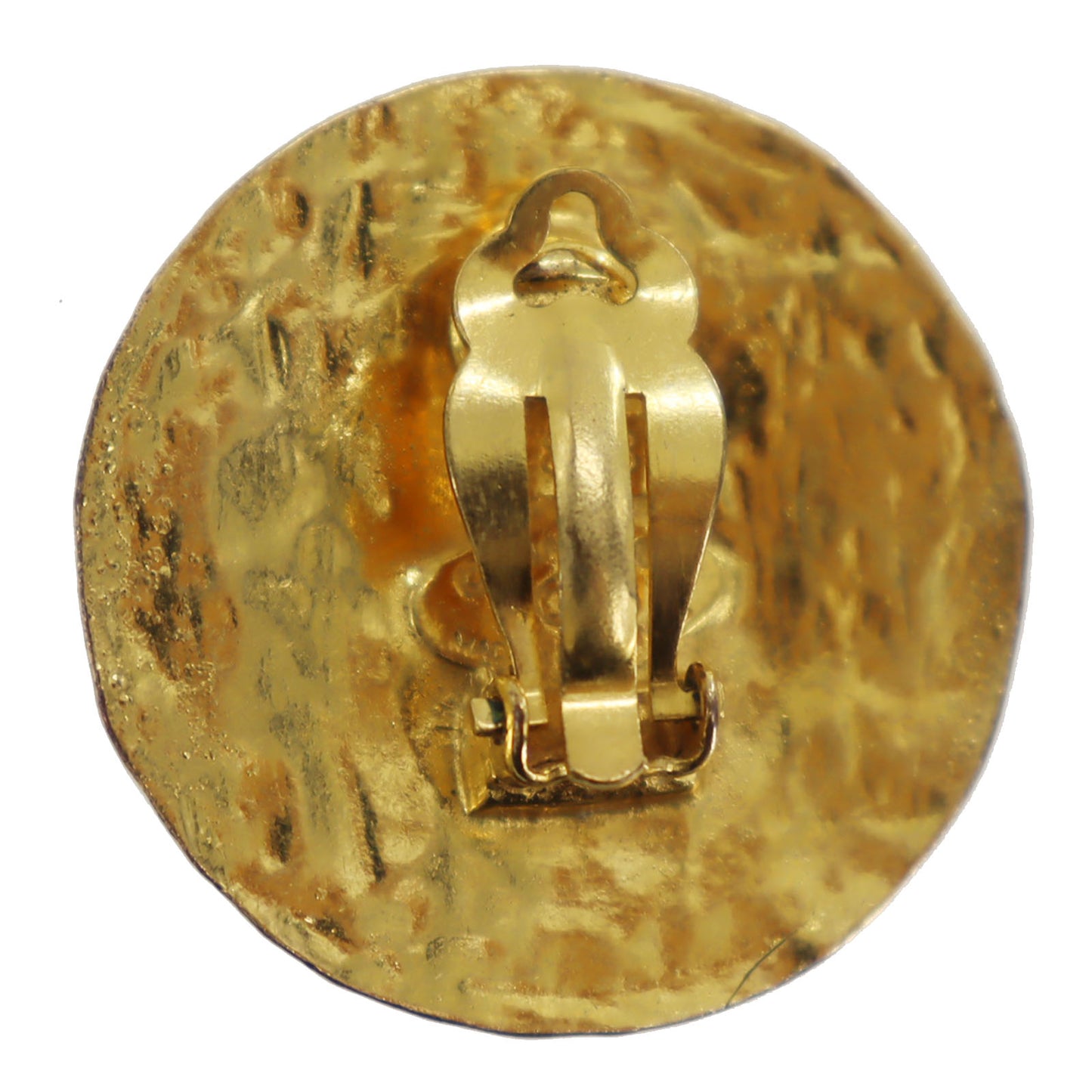 CHANEL CC Logos Round Gold Clip-On Circle Earrings 2853 #BR163
