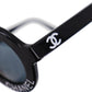 CHANEL Logos Sunglasses Black Round Eye Wear #CN540