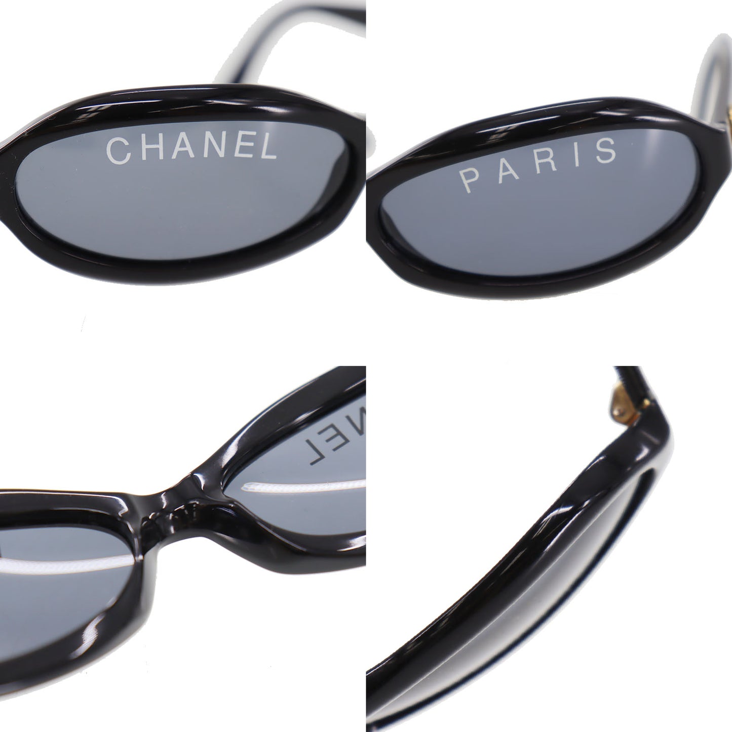 CHANEL CC Logos Sunglasses Plastic Black Eye Wear #CS692