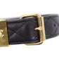 CHANEL Used Black Quilted CC Logo Dog Collar & Leash Set 99 C Vintage #CX601