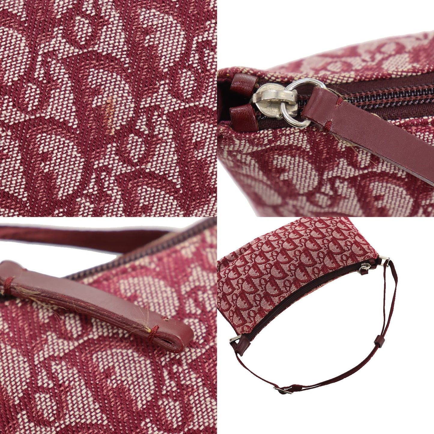 Christian Dior Trotter Handbag Bordeaux Canvas #CG954