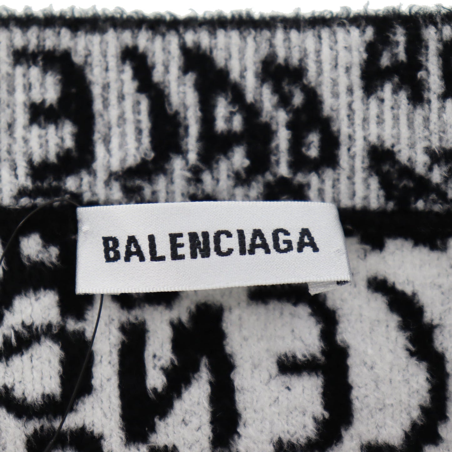 BALENCIAGA Logos Knit Long Skirt Size S Black White #AH680