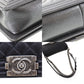 CHANEL Used BOY CHANEL Shoulder Bag Black Caviar Skin Leather Vintage #DA572