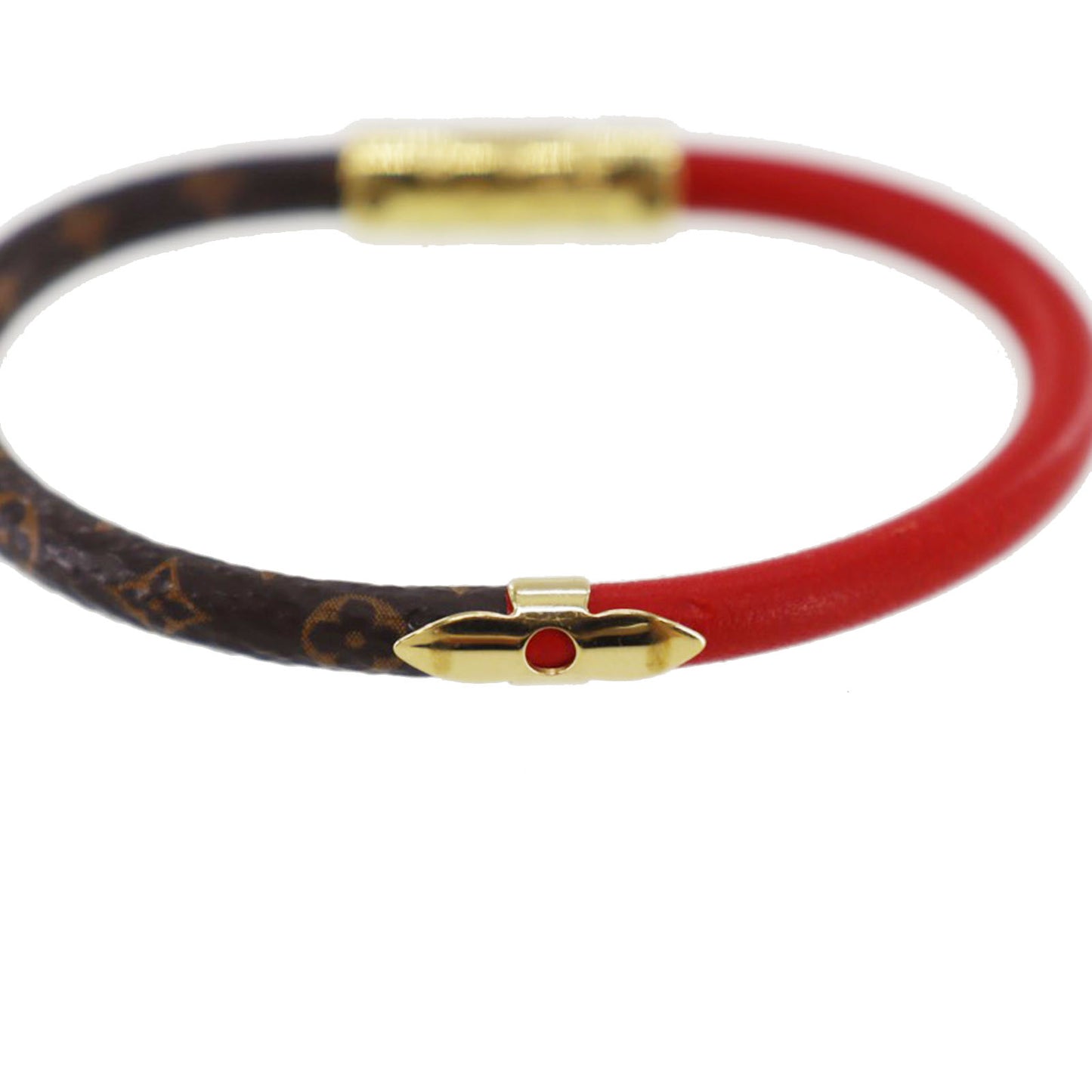 LOUIS VUITTON LV Bracelet Used Monogram Brown Red M6433E #DA827