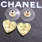 CHANEL CC Heart Logos Piercing Black White Gold 04 A #CK940