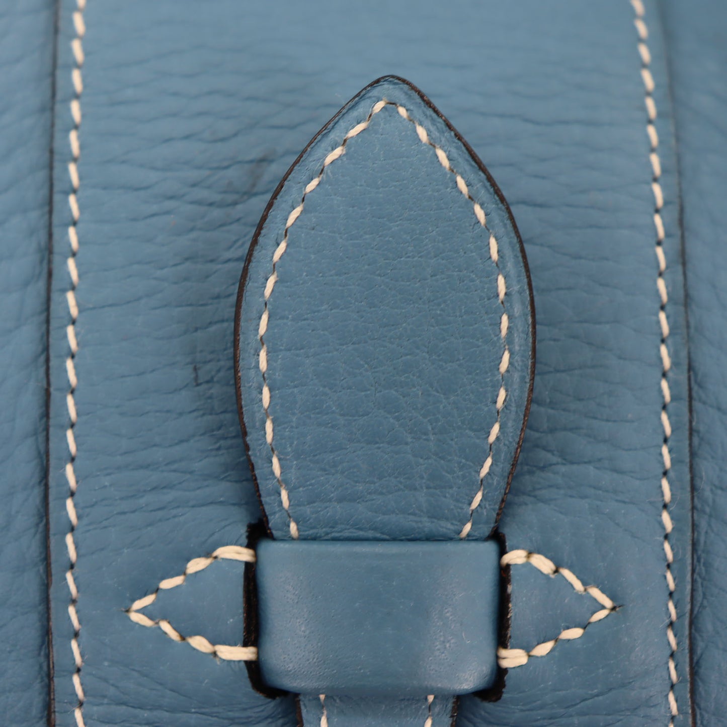 HERMES Inter City HandBag Cosmetic Box Blue Taurillon Clemence #BU382