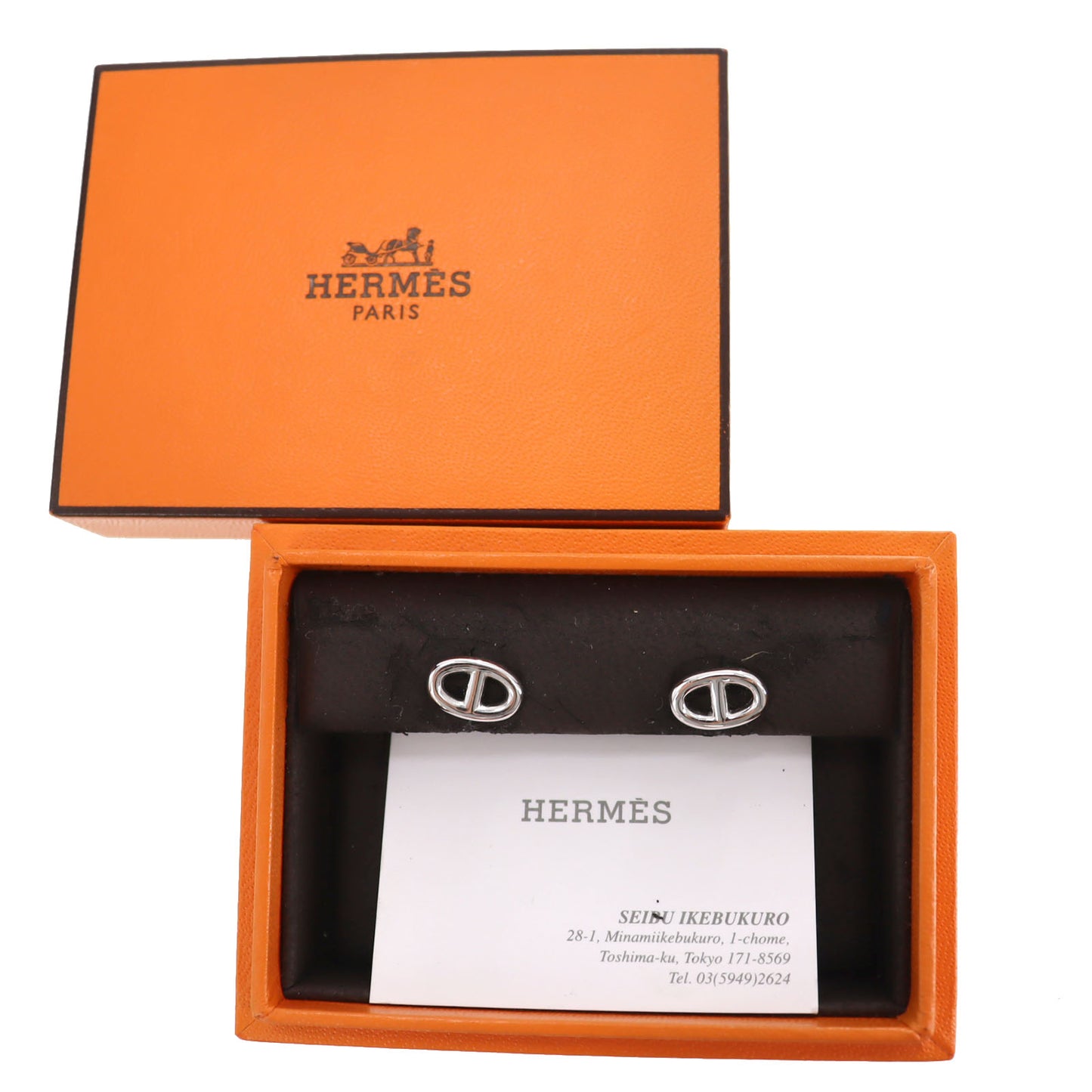 Hermès Chaine d'Ancle Enchene Earrings Piercing Ag750 Silver #CK409