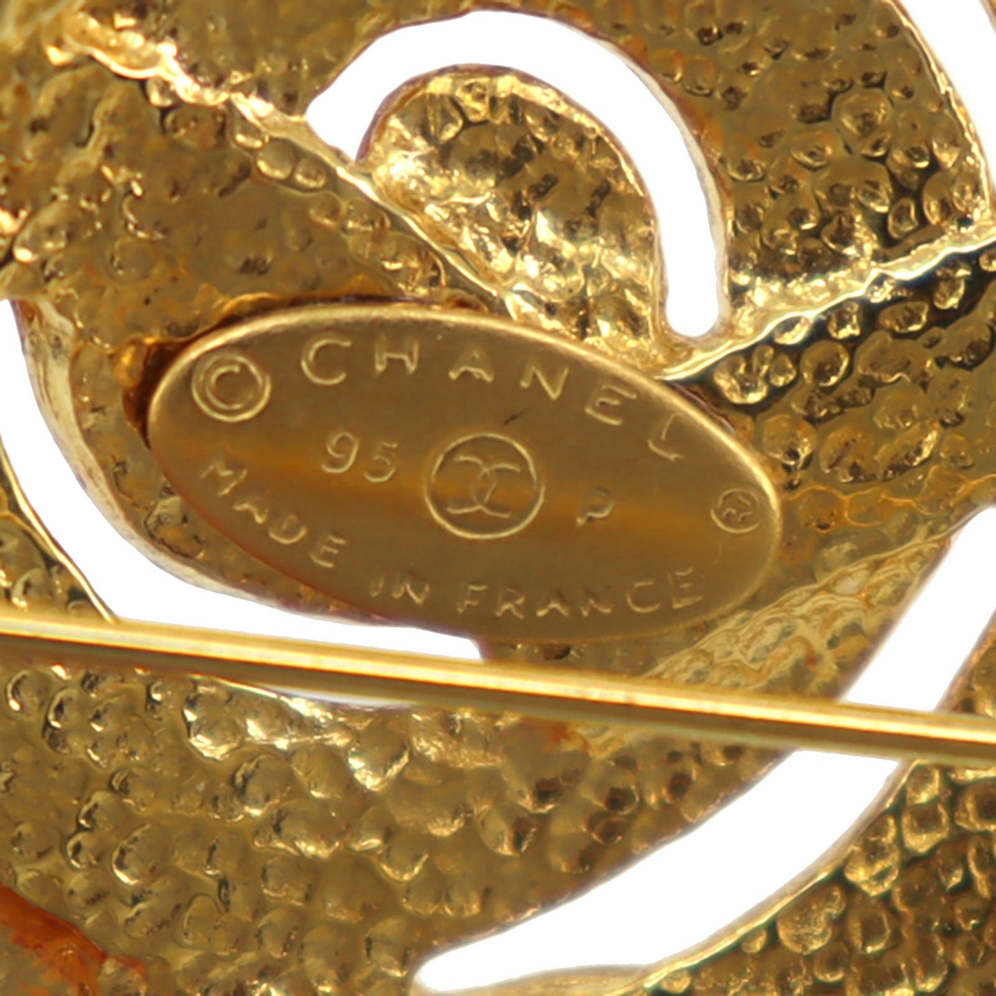 CHANEL CC Logos Heart Pin Brooch Gold Plated 95P #CG843