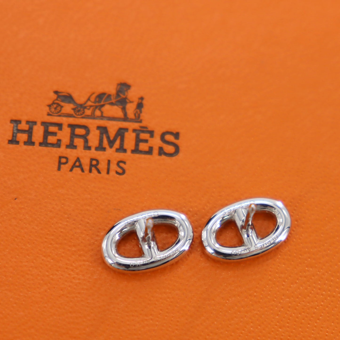 Hermès Chaine d'Ancle Enchene Earrings Piercing Ag750 Silver #CK409