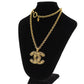 CHANEL CC Matelasse motif Chain Necklace Gold Plated 3858 #BX803