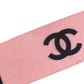 CHANEL CC Waist Belt Record Motif Pink Black Nylon Canvas Leather #AG91