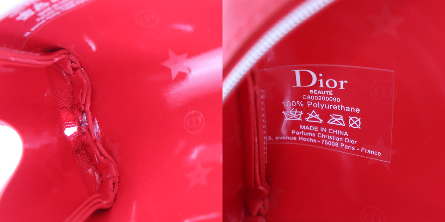 Christian Dior Logos Pouch Red 100% Polyurethane Novelty #AG489