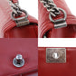 CHANEL BOY CHANEL Shoulder Bag Dark Red Lambskin Leather #CT845