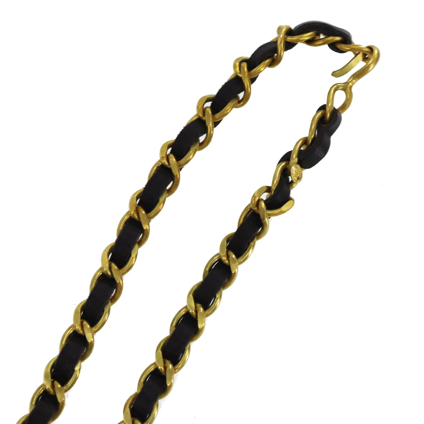 CHANEL Light Bulb Gold Plated Leather Long Necklace 94P #CL314