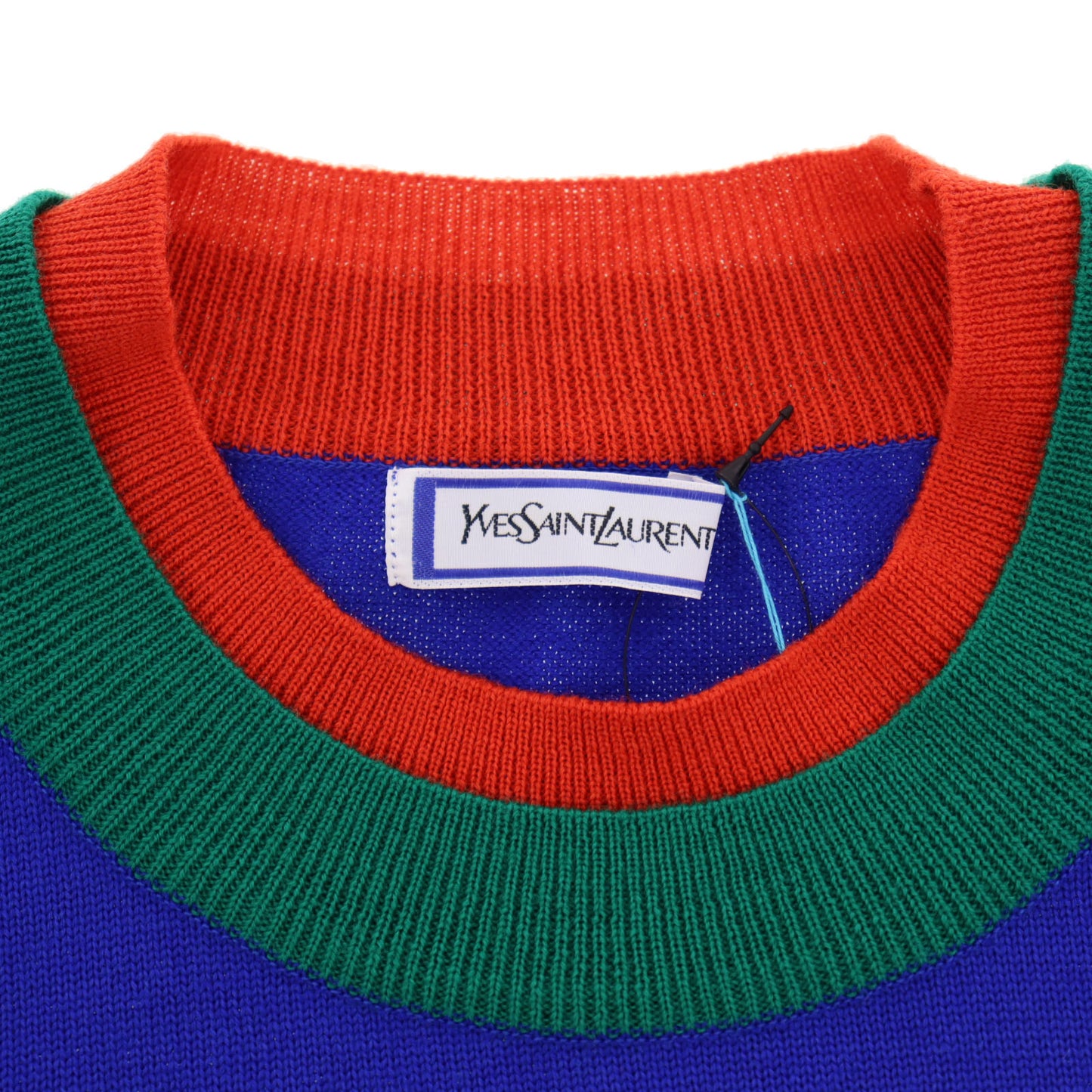 Yves Saint Laurent Long Sleeve Blue Knit Size M 100% Wool #AH144