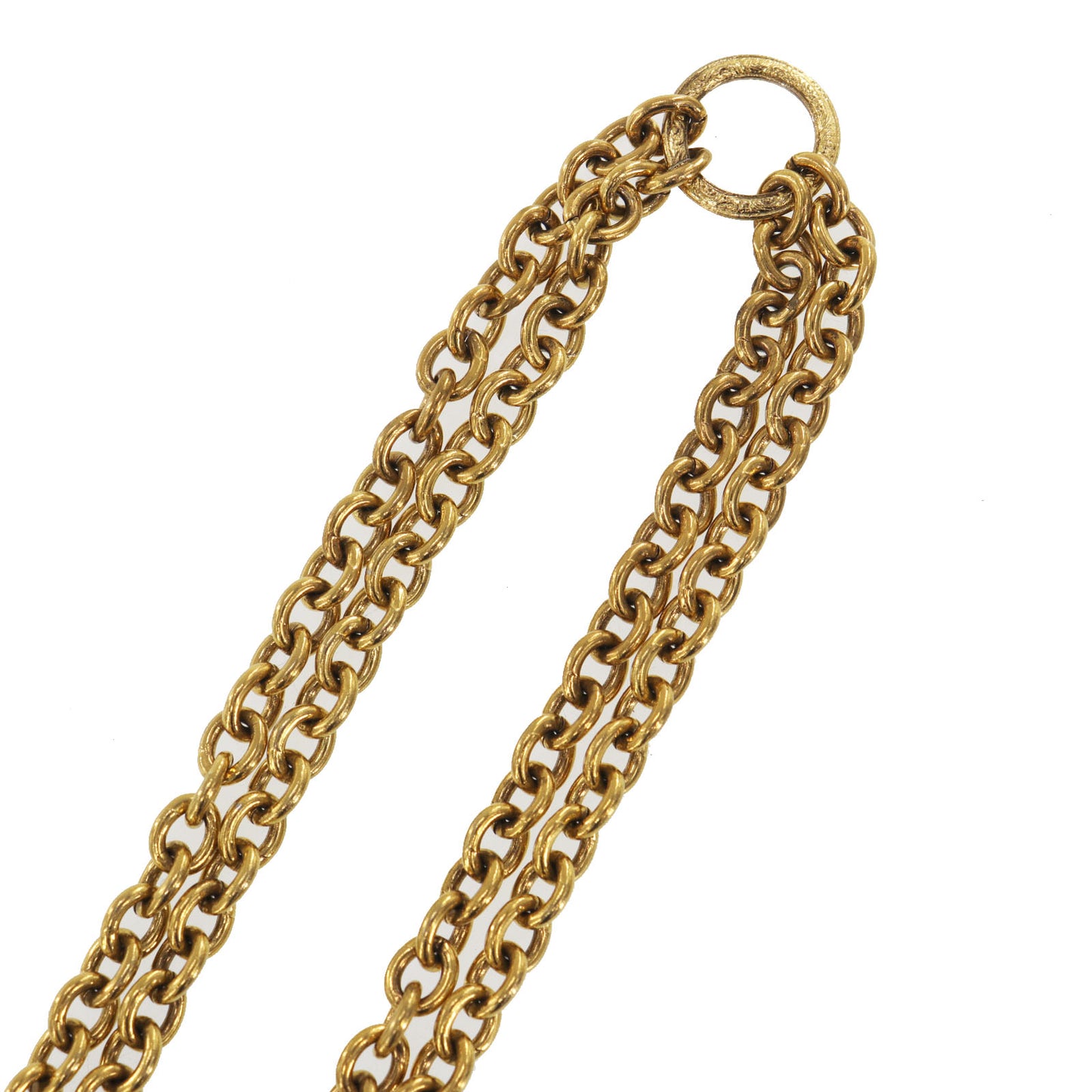 CHANEL Matelasse Bag Chain Long Necklace Gold #CW639