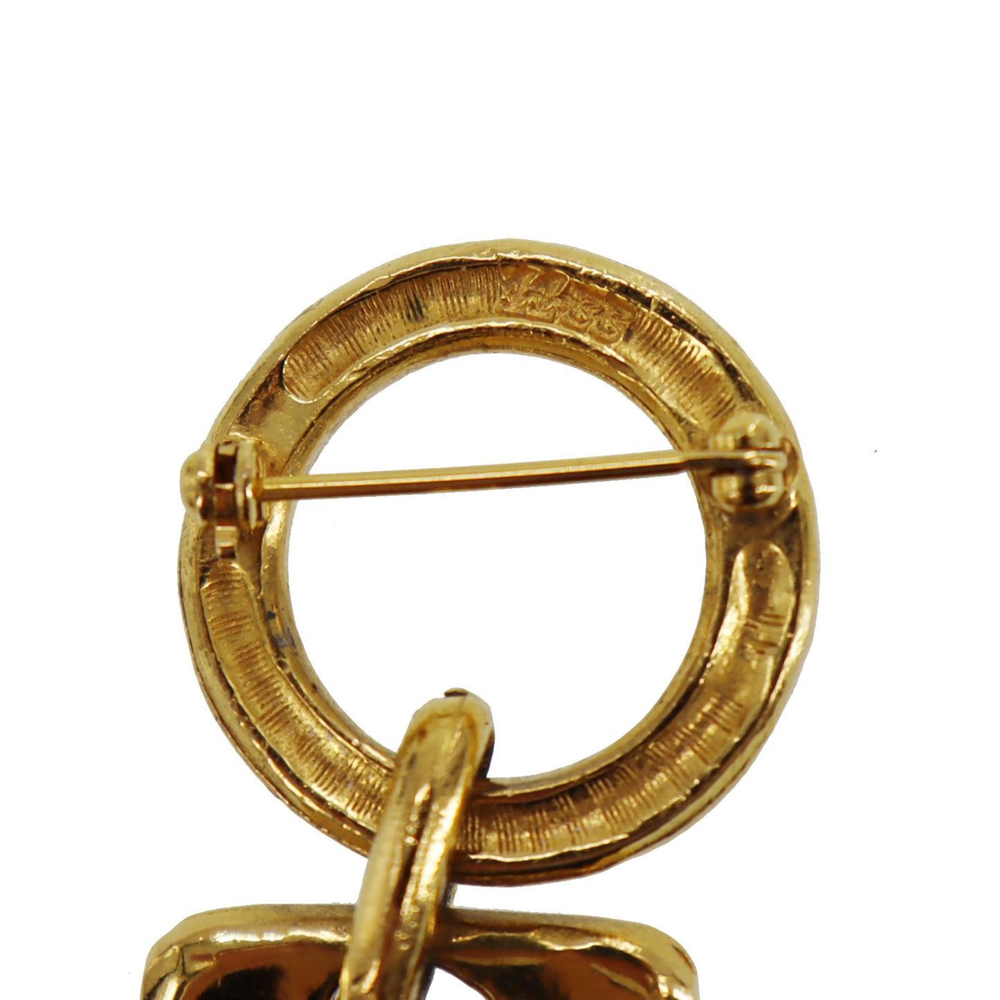 CHANEL Round Plate Pin Brooch Gold Plated 1133 #CJ871