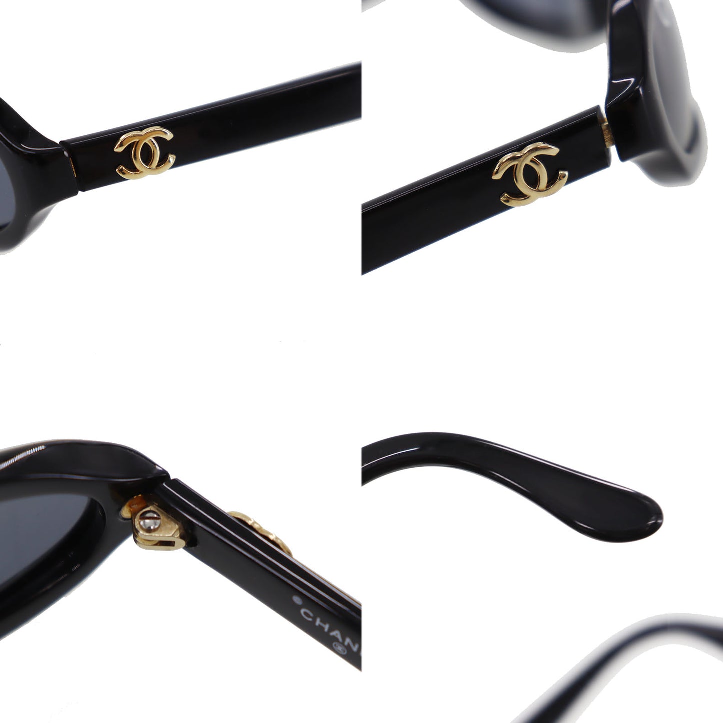 CHANEL CC Logos Sunglasses Plastic Black Eye Wear #CS692