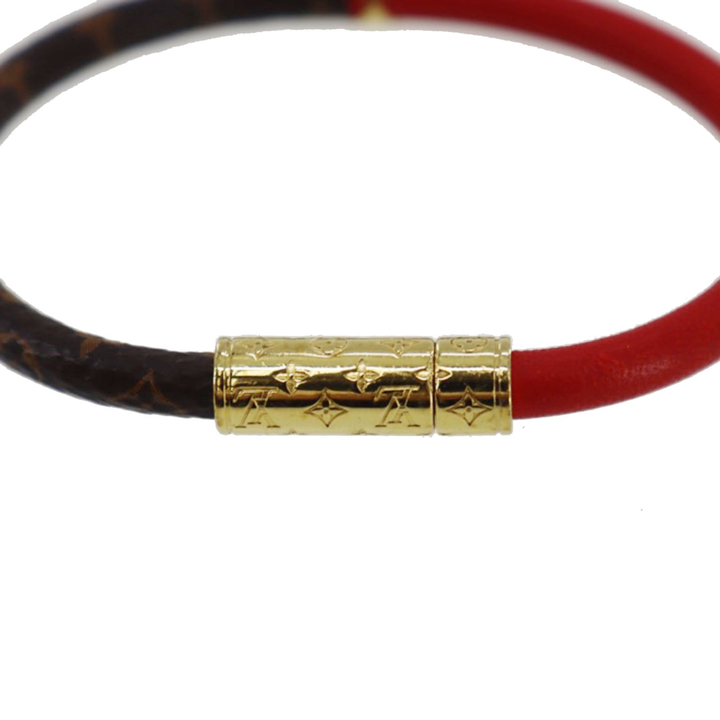 LOUIS VUITTON LV Bracelet Used Monogram Brown Red M6433E #DA827