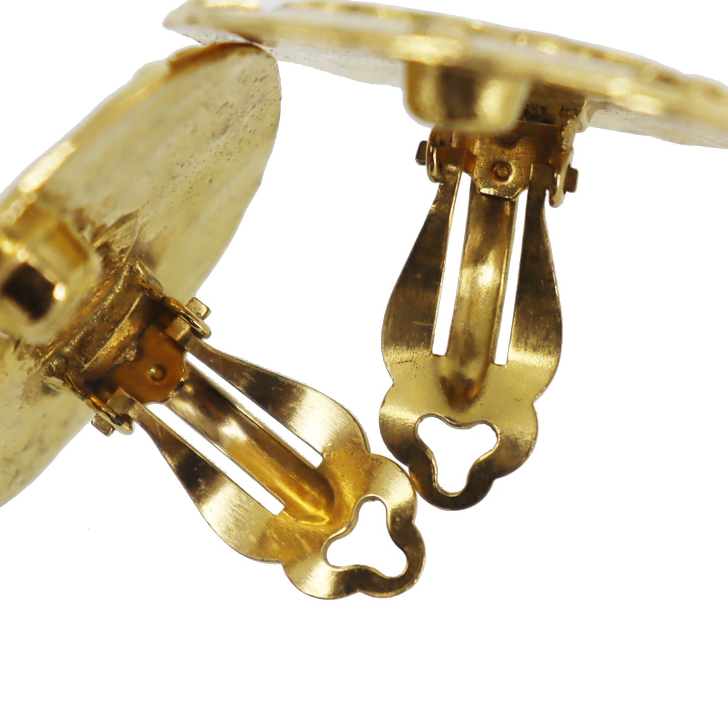 CHANEL CC Logos Round Gold Clip-On Circle Earrings 2853 #BR163