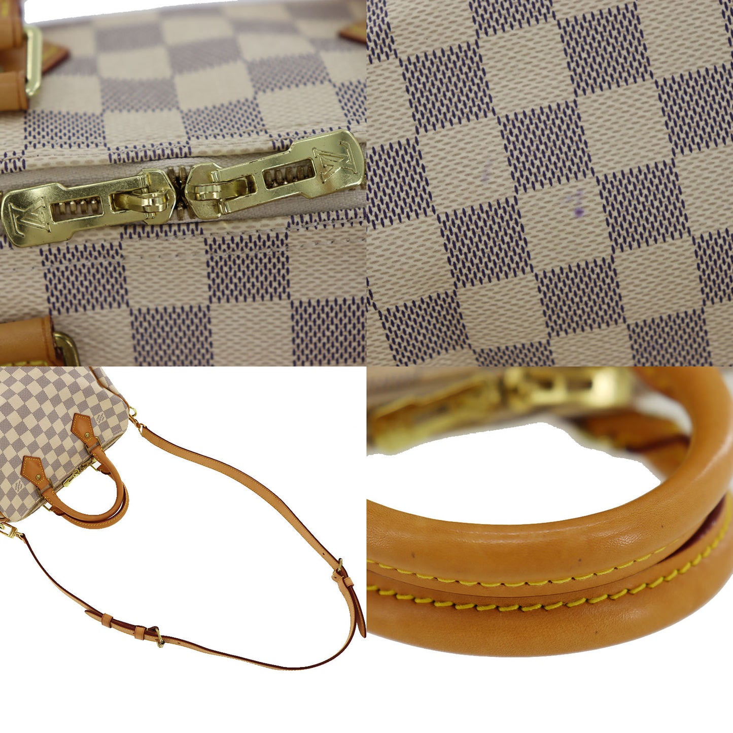 LOUIS VUITTON LV Speedy Bandouliere 25 Damier Azur Handbag N41000 #AH617