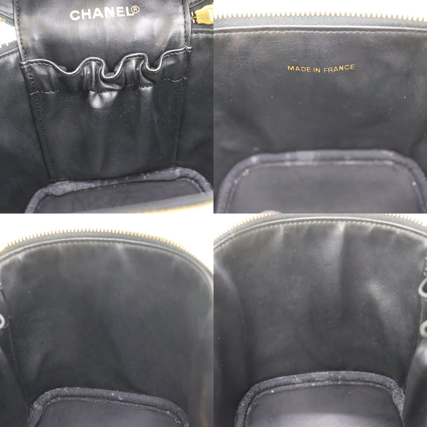 CHANEL CC Handbag Vanity Black Caviar Skin Leather #CP939