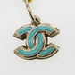 CHANEL CC Logos Piercing Earrings White Gold Light Blue 08P #CG53