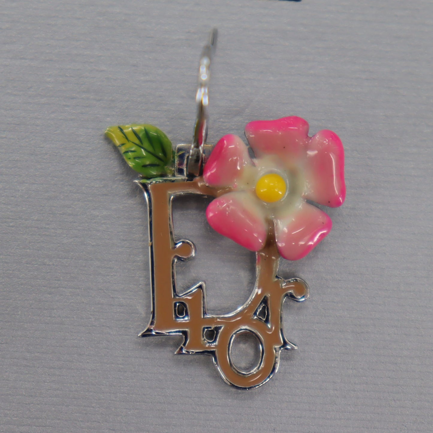 Christian Dior Logos Flower Motif Piercing Silver Plated  #BT988