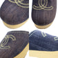 CHANEL Logos Sandals Denim Wood Italy 34 #AG94