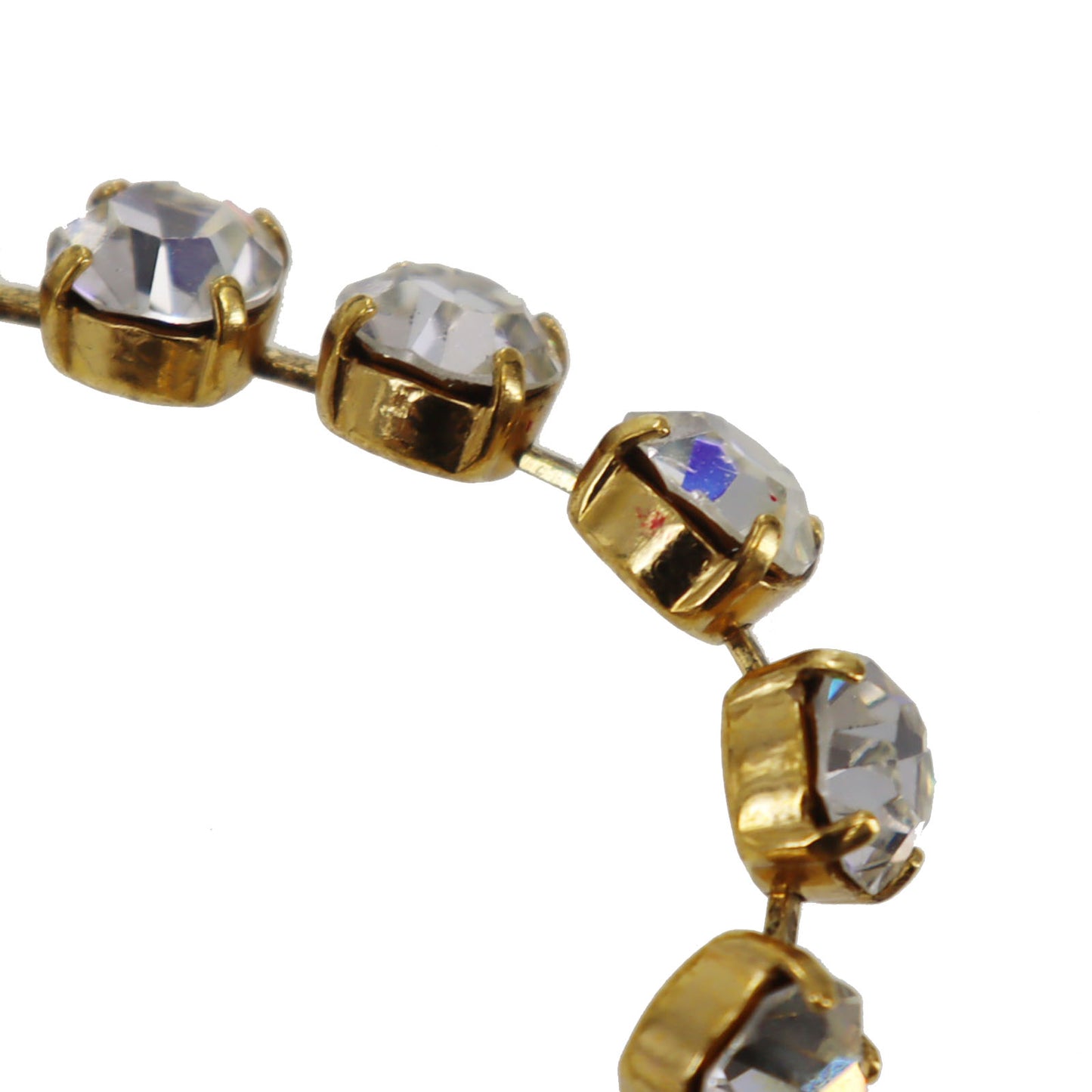 CHANEL CC Logos Rhinestone Belt Necklace Gold Plated 96P #CK417