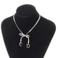 Christian Dior CD Logo Ribbon Necklace Silver #CP137