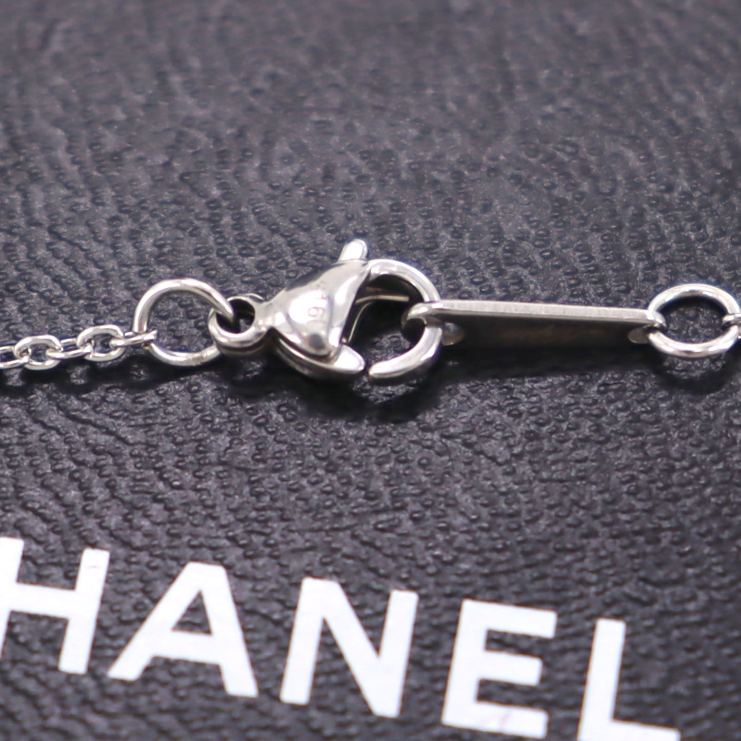 CHANEL CC Logos Chain Necklace Rhinestone Silver Pendant #CO441