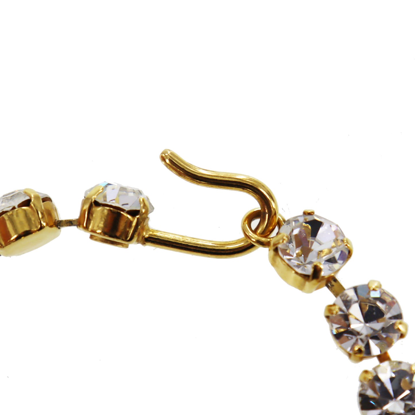 CHANEL Logo Used Chain Necklace Rhinestone Gold 96A #CJ813