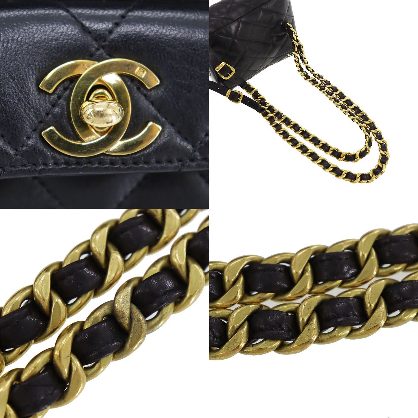 CHANEL Matelasse Chain Backpack Black Lambskin #CK540