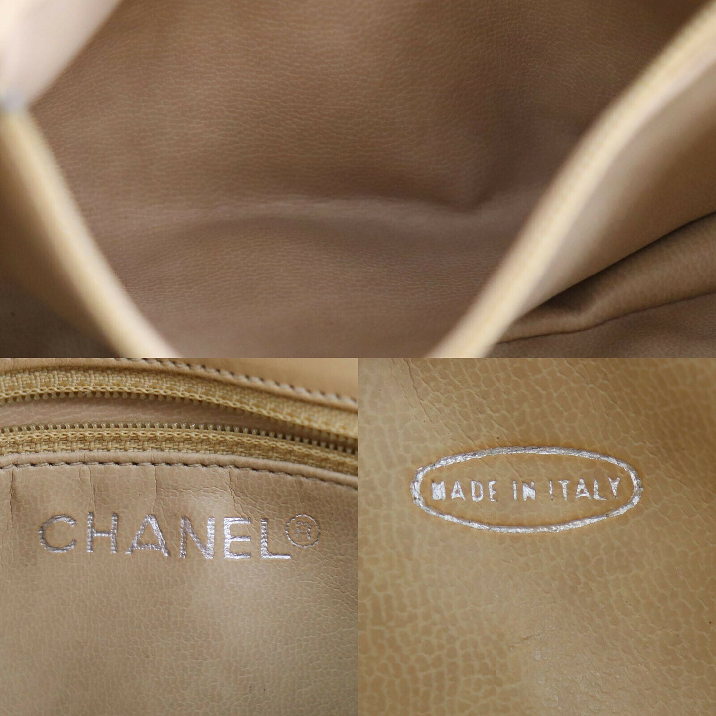 CHANEL Quilted Bum Bag Beige Lambskin Leather #AE399