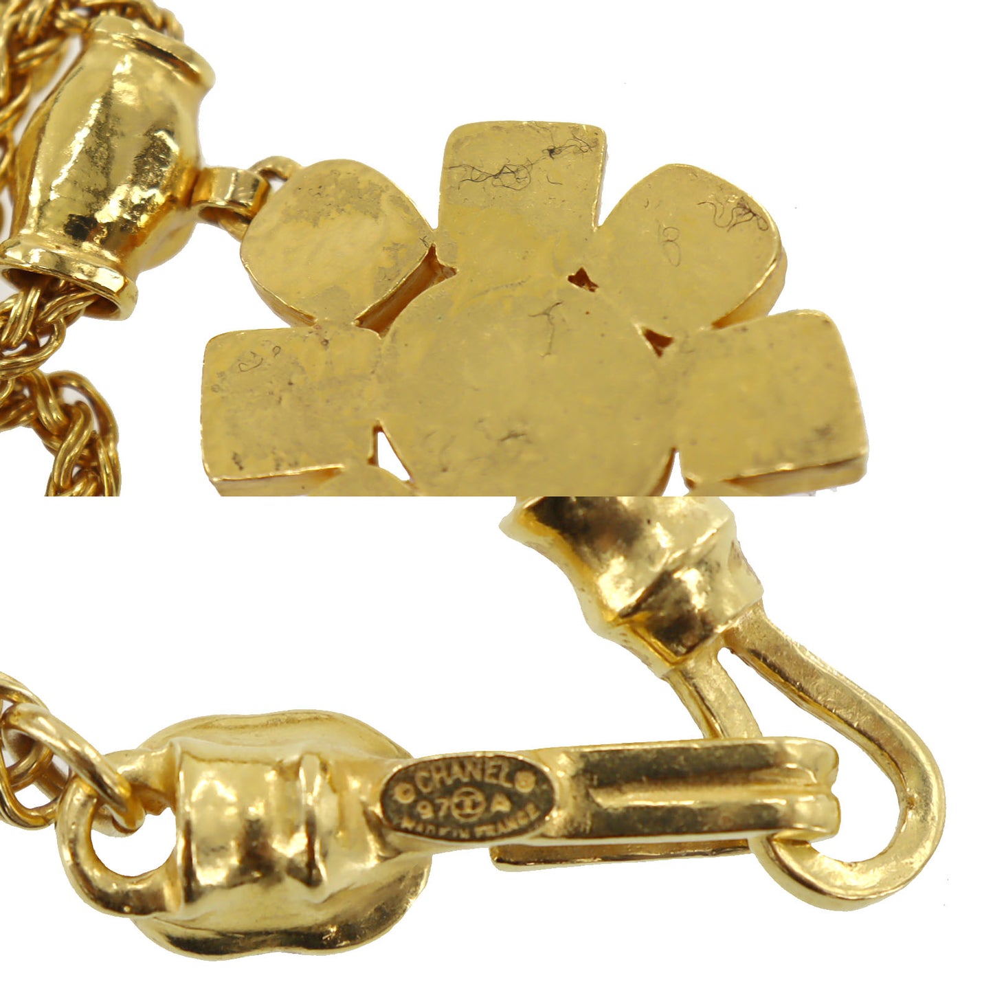 CHANEL Logo Chain Necklace Gold 97A #AG838