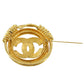 CHANEL CC Logos Spring Round Pin Brooch Gold 94P #BR428