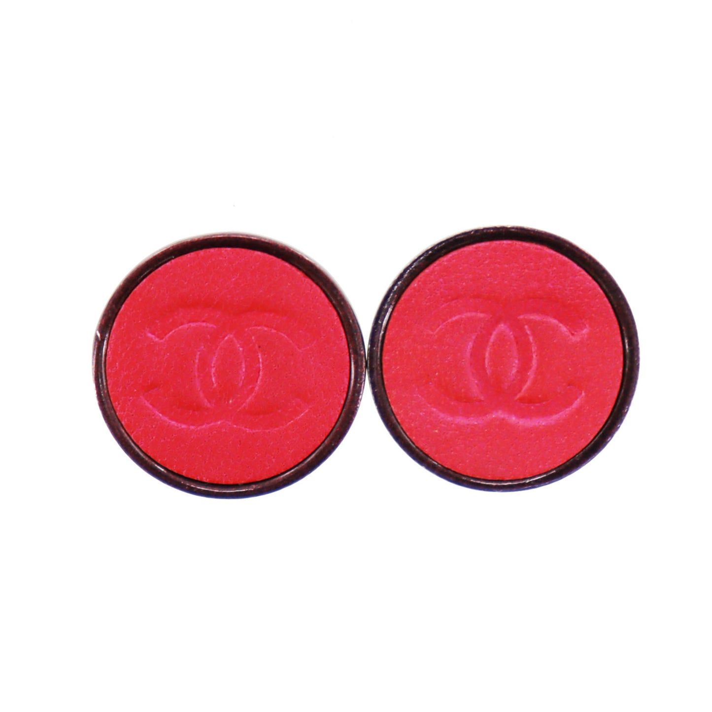 CHANEL CC Logos Circle Earrings Pink Clip-On 00A #AG643