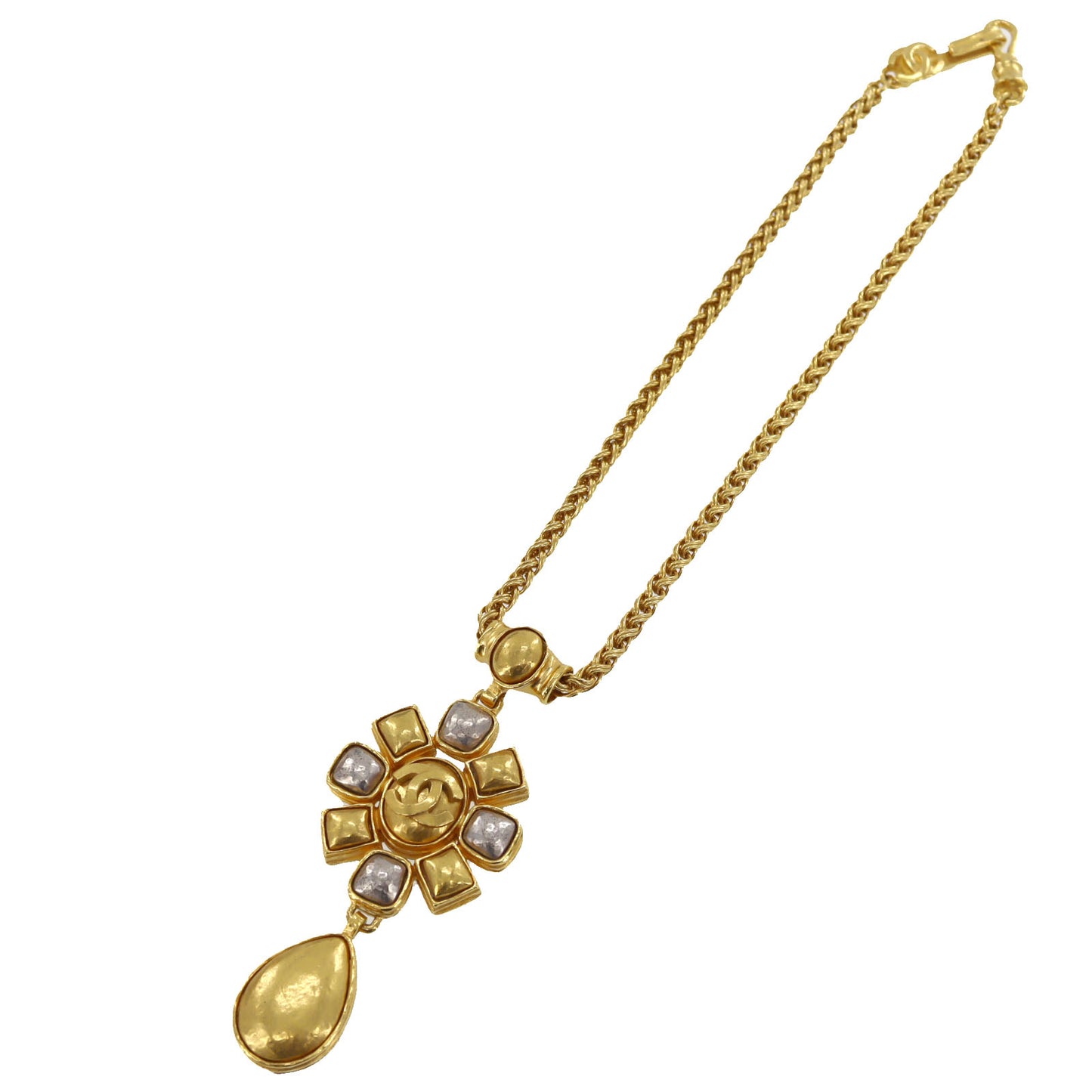CHANEL Logo Chain Necklace Gold 97A #AG838