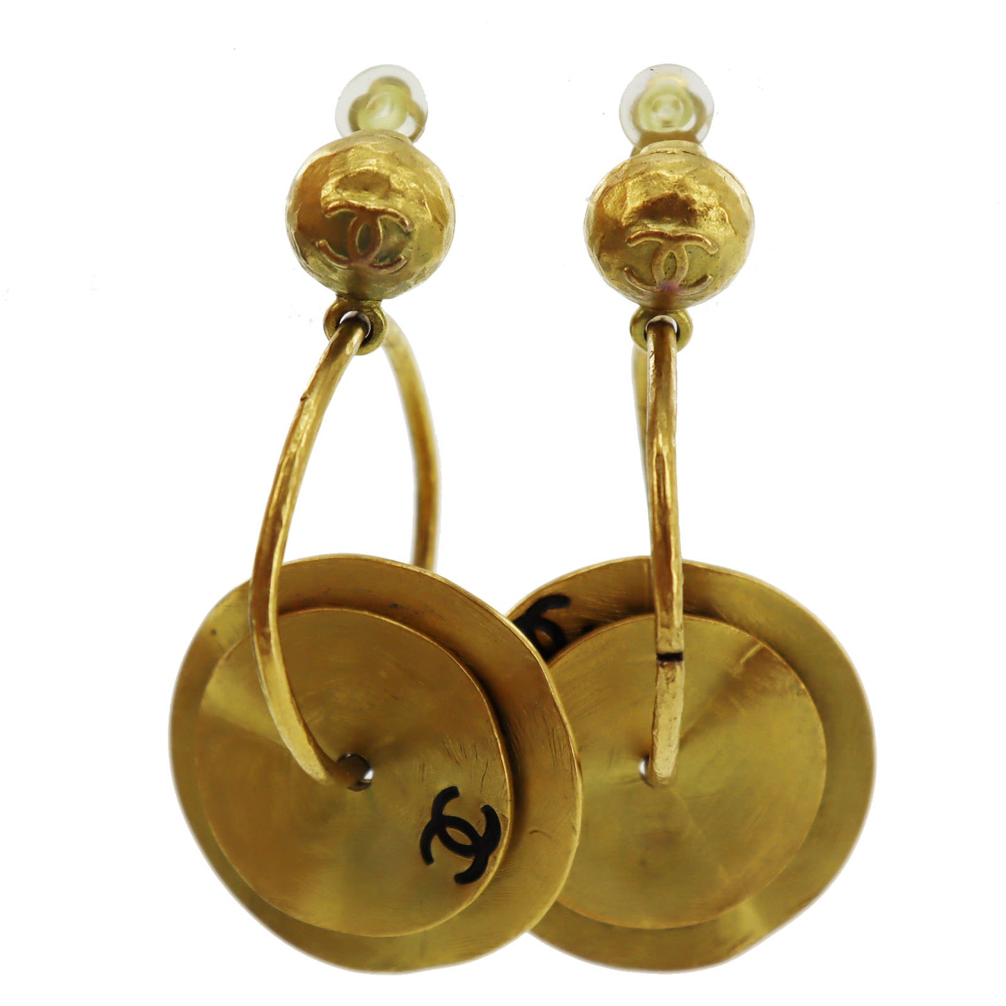 CHANEL CC Logos Earrings Gold Clip-On 94A #AG747