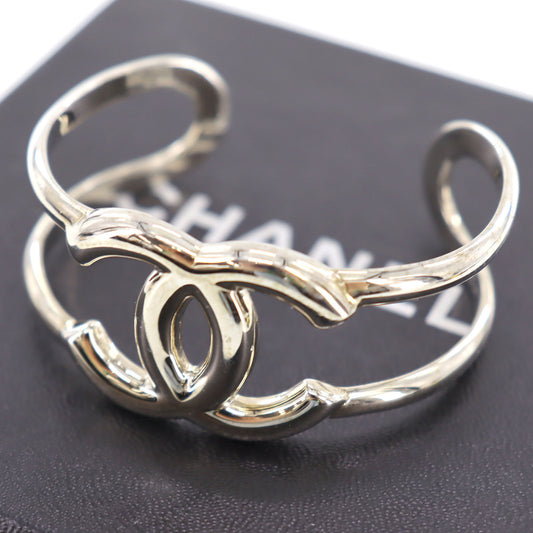 CHANEL CC Logos Bracelet Bangle Silver 97A #AG234